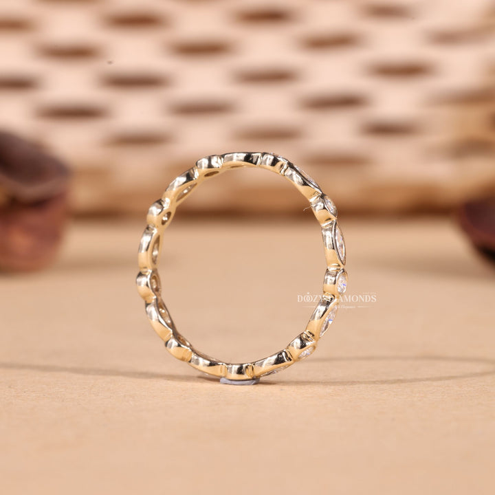 Round & Marquise Cut Lab Grown Diamond EF/VVS Bezel Set Wedding Band