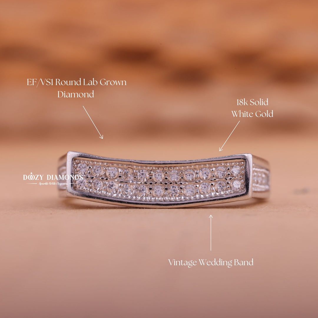 Round Diamond CVD EF/VVS Double Row Wedding Band