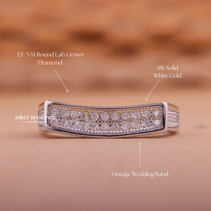 Round Diamond CVD EF/VVS Double Row Wedding Band