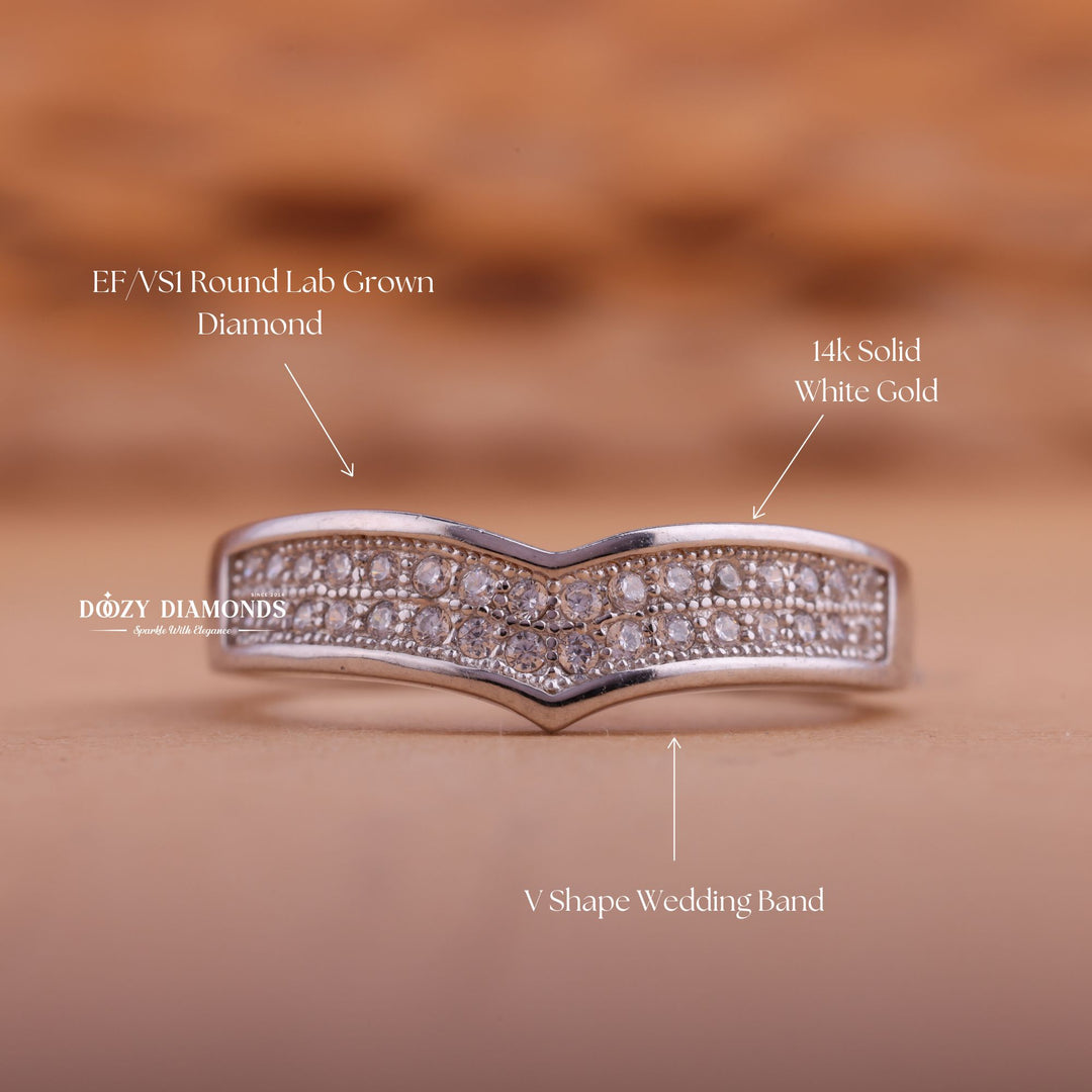 Round Diamond CVD EF/VVS Half Eternity Curved Wedding Band