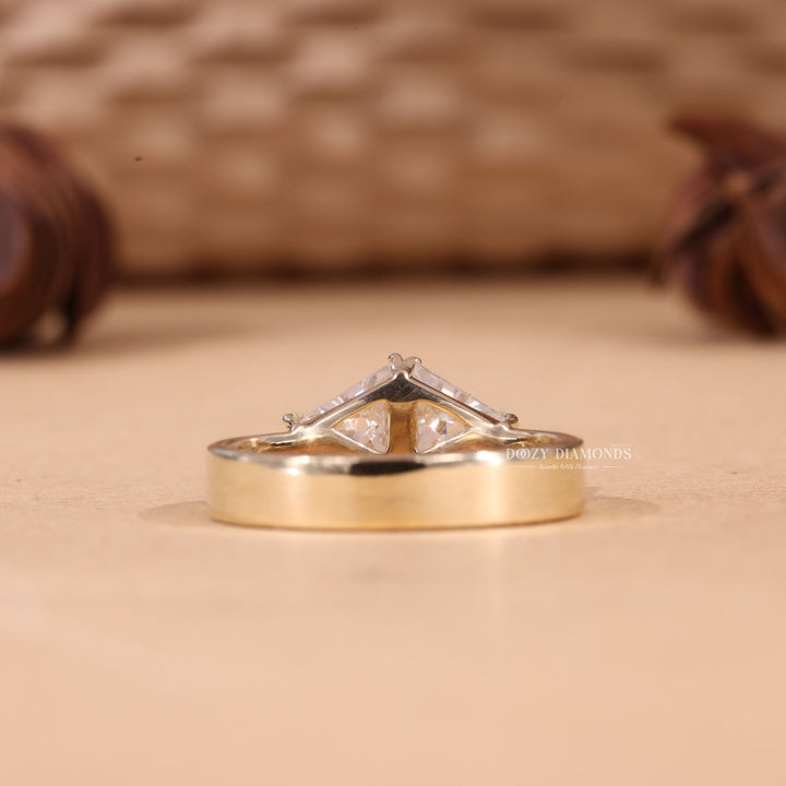 Trillion Cut Lab Grown Toi et Moi Diamond E/VS1 Cigar Engagement Ring
