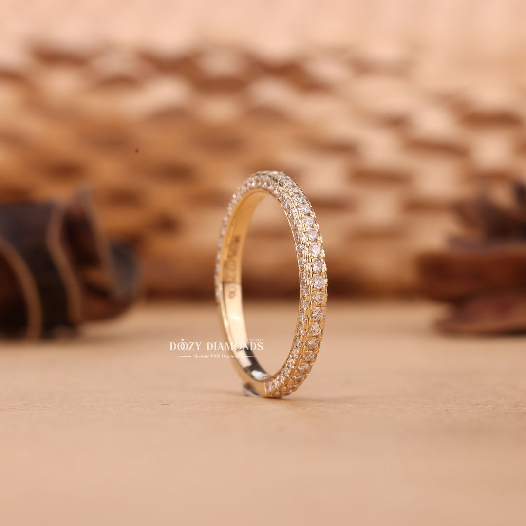 Round Cut Lab Grown Diamond EF/VVS Miceo Pave Wedding Band