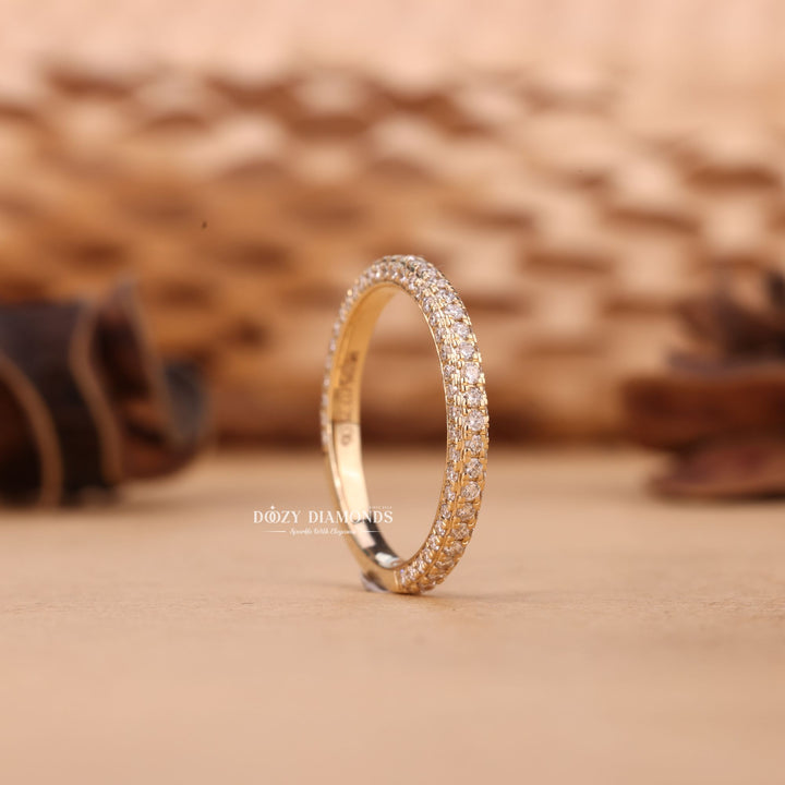 Round Cut Lab Grown Diamond EF/VVS Miceo Pave Wedding Band