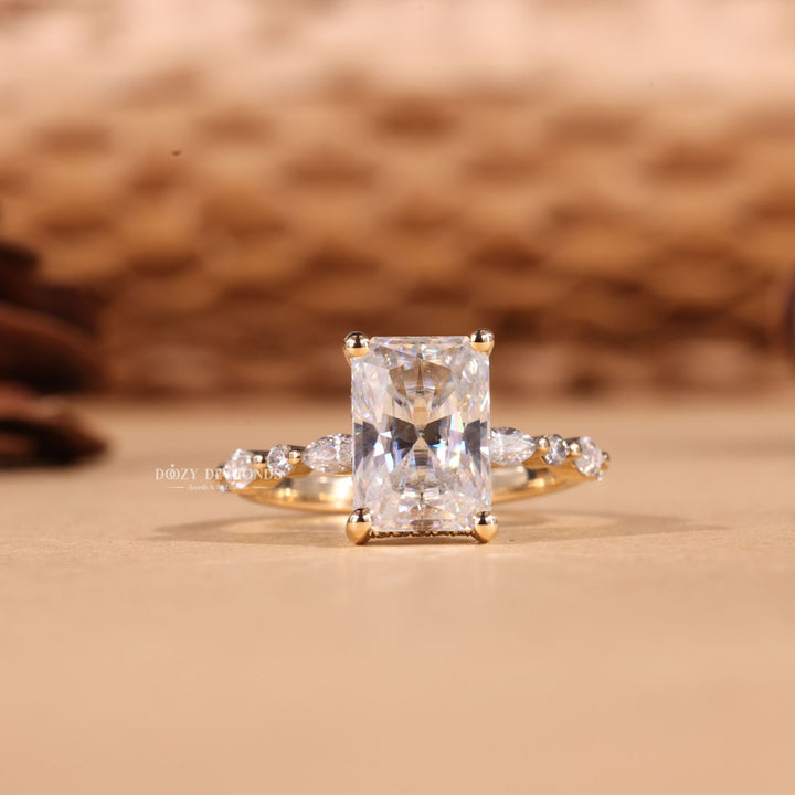 2.50CT-3.50CT Radiant Cut F/VS2 Lab Grown Diamond Hidden Halo Engagement Ring