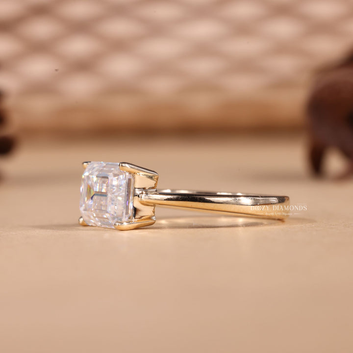 3.0CT-4.0CT East West Emerald Cut F/VS2 Lab Grown Diamond Engagement Ring