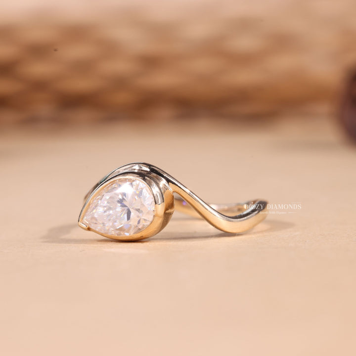 2.0CT-3.0CT Bezel Set Marquise F/VS2 Lab Grown Waves Diamond Engagement Ring