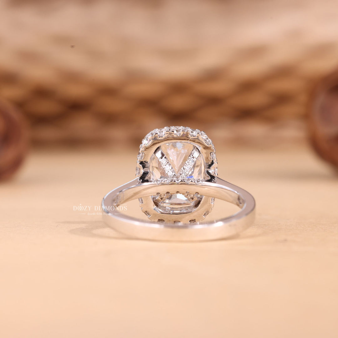 2.50CT-3.50CT Cushion Cut E/VS1 Lab Grown Double Halo Diamond Engagement Ring