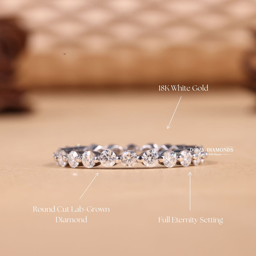 Round Cut Lab Grown Diamond EF/VVS Full Eternity Floating Bubble Wedding Band