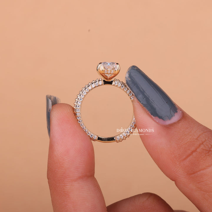 2.50CT-3.50CT Radiant F/VS1 Lab Grown Diamond Micro Pave Engagement Ring