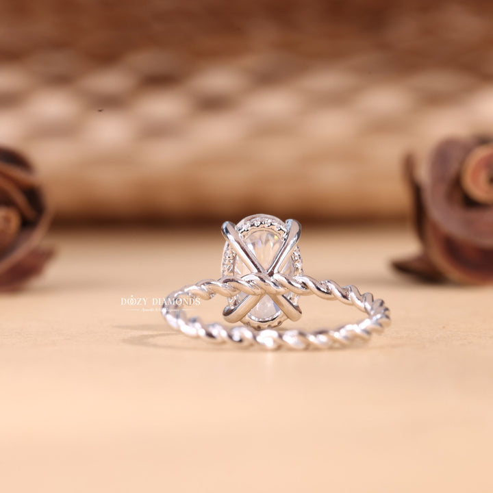 2.50CT-3.50CT Oval Cut E/VS2 Lab Grown Diamond Braided Engagement Ring