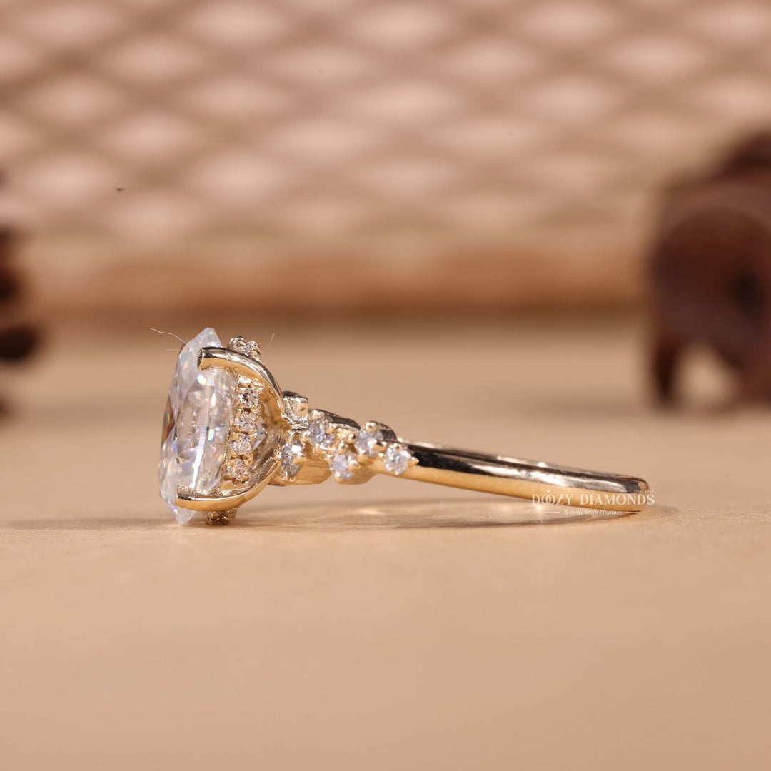 2.0CT-3.0CT Oval Cut E/VS1 Lab Grown Diamond Zig Zag Pave Engagement Ring
