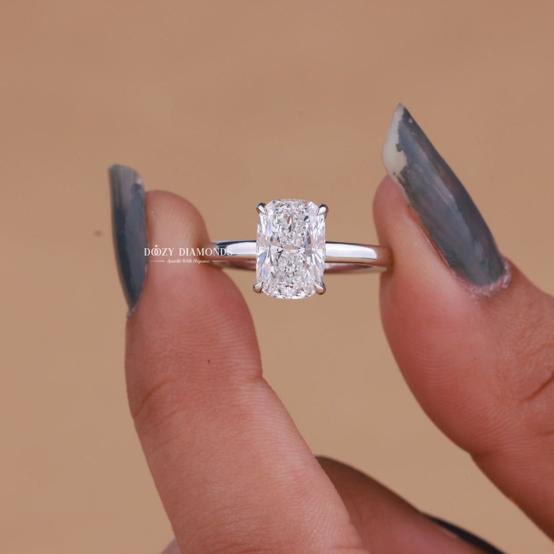 1.50CT-2.50CT Cushion F/VS1 Lab Grown Diamond Hidden Halo Engagement Ring