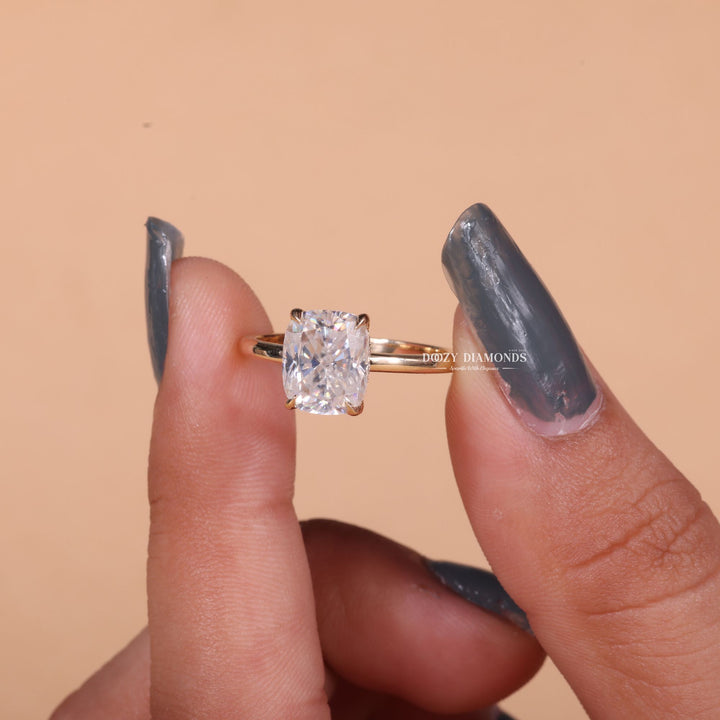 1.50CT-2.50CT Cushion F/VS2 Lab Grown Diamond Hidden Halo Engagement Ring