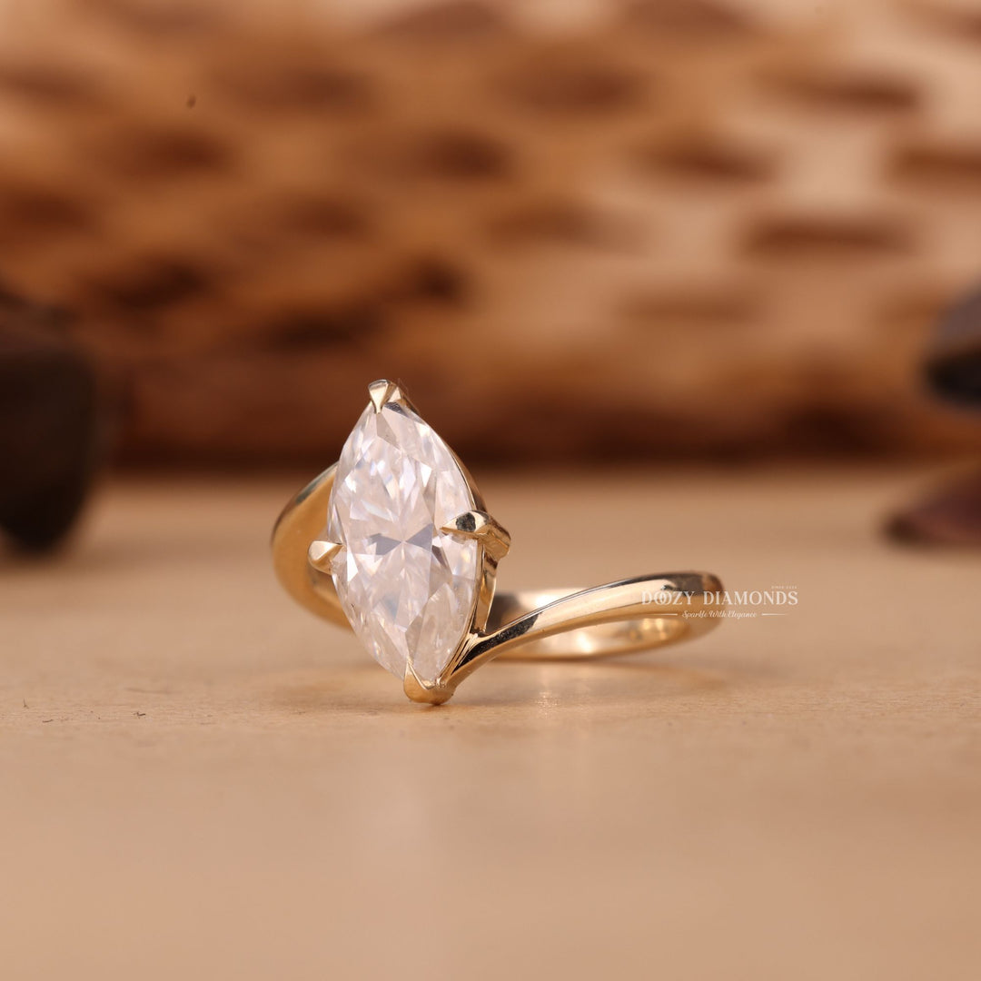 2.0CT-3.0CT Marquise Cut E/VS1 Lab Grown Diamond Unique Bypass Engagement Ring
