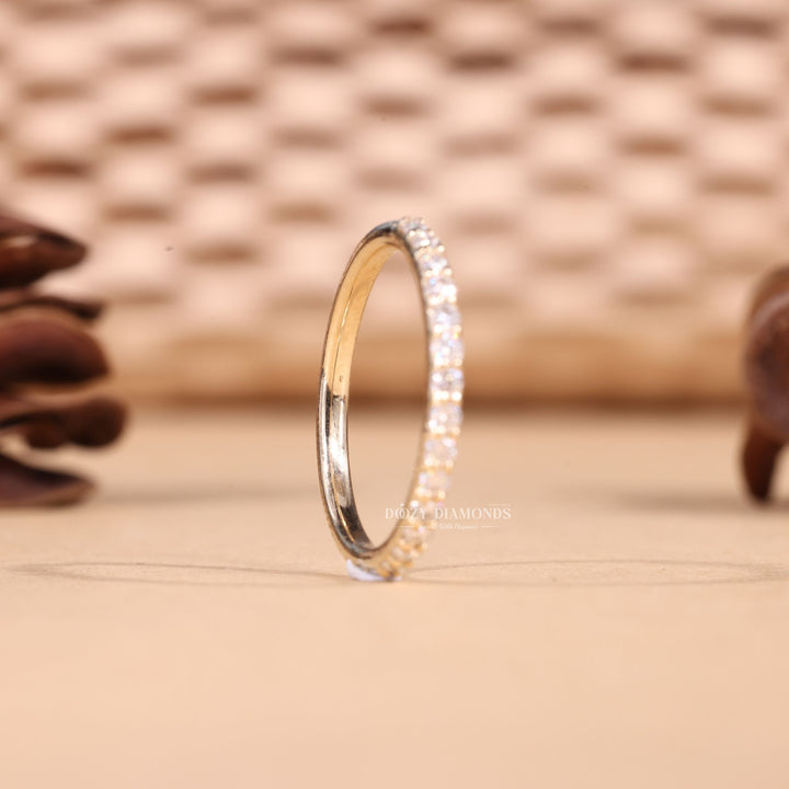 Round Cut Lab Grown Diamond EF/VVS Half Eternity Wedding Band