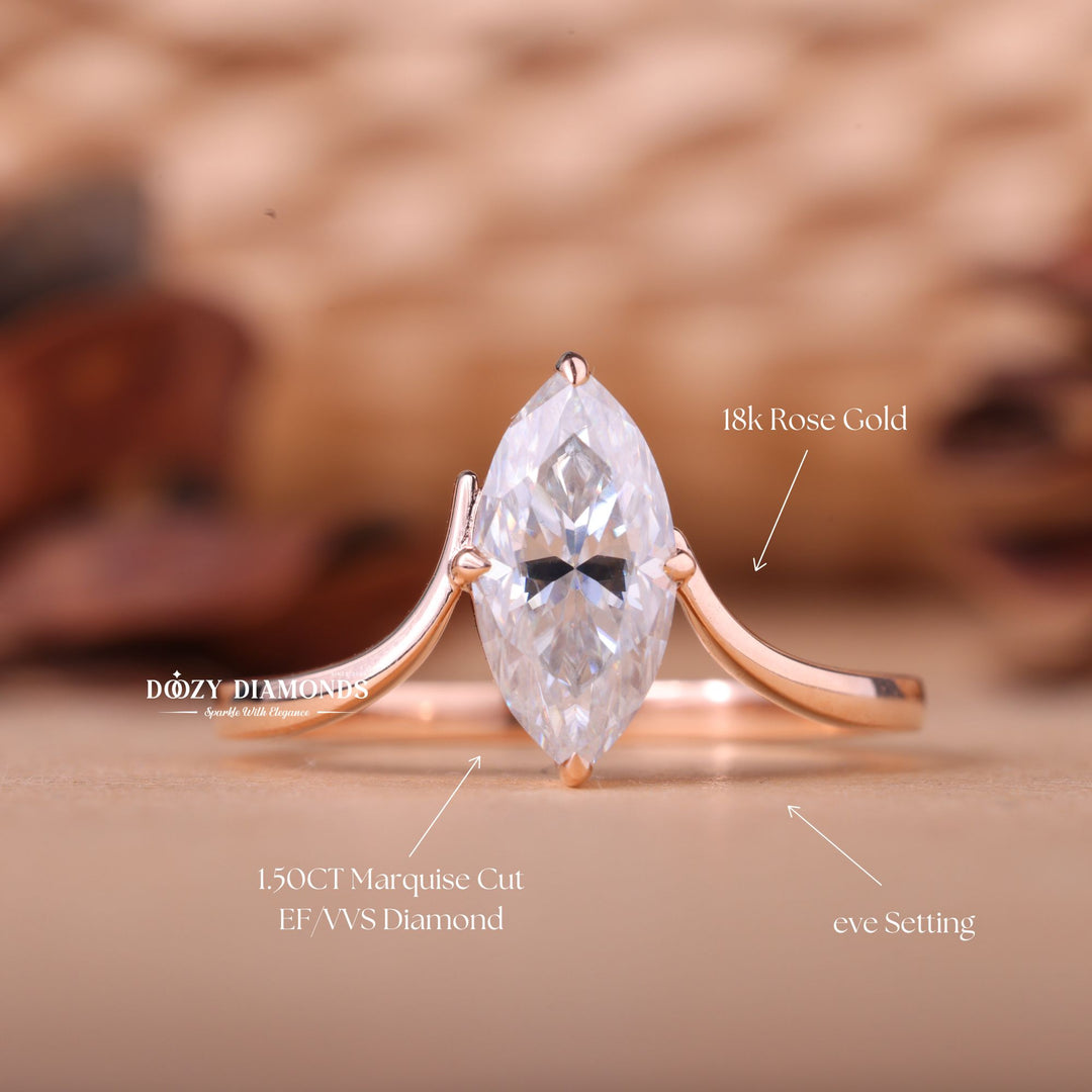 1.50CT-2.50CT Marquise E/VS1 Lab Grown Diamond Eve Engagement Ring