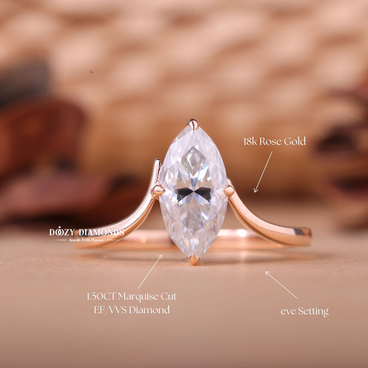 1.50CT-2.50CT Marquise E/VS1 Lab Grown Diamond Eve Engagement Ring
