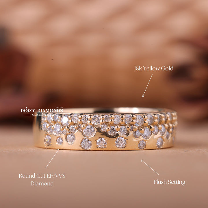 Round EF/VVS Diamond Lab Grown Flush Setting Wedding Band