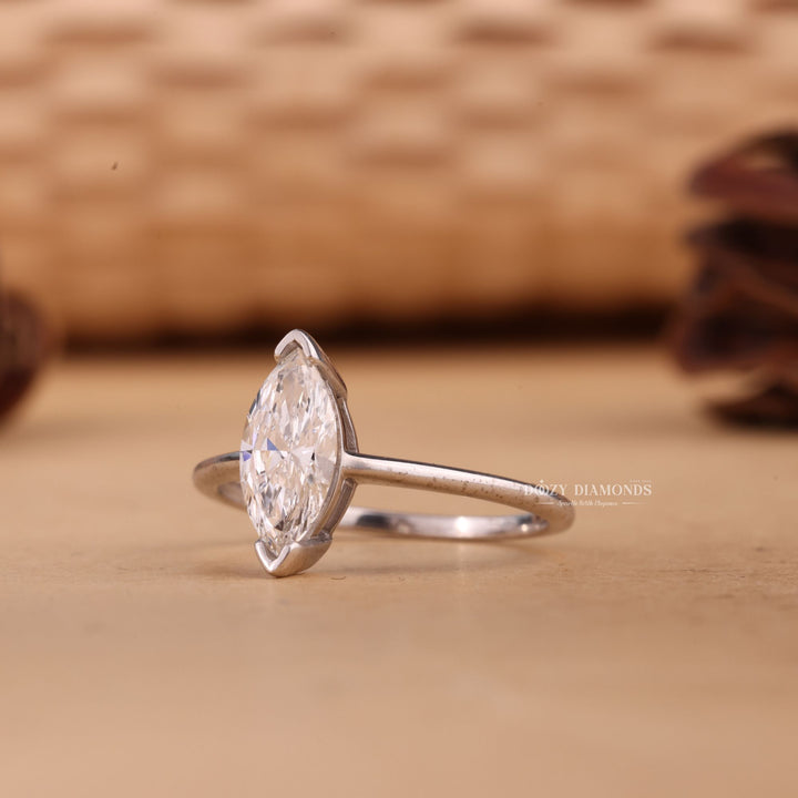 1.0CT-2.0CT Marquise Cut E/VS2 Lab Grown Solitaire Diamond Engagement Ring