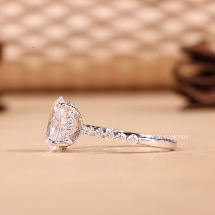 3.0CT-4.0CT Oval F/VS1 Lab Grown Diamond Hidden Halo & Pave Engagement Ring