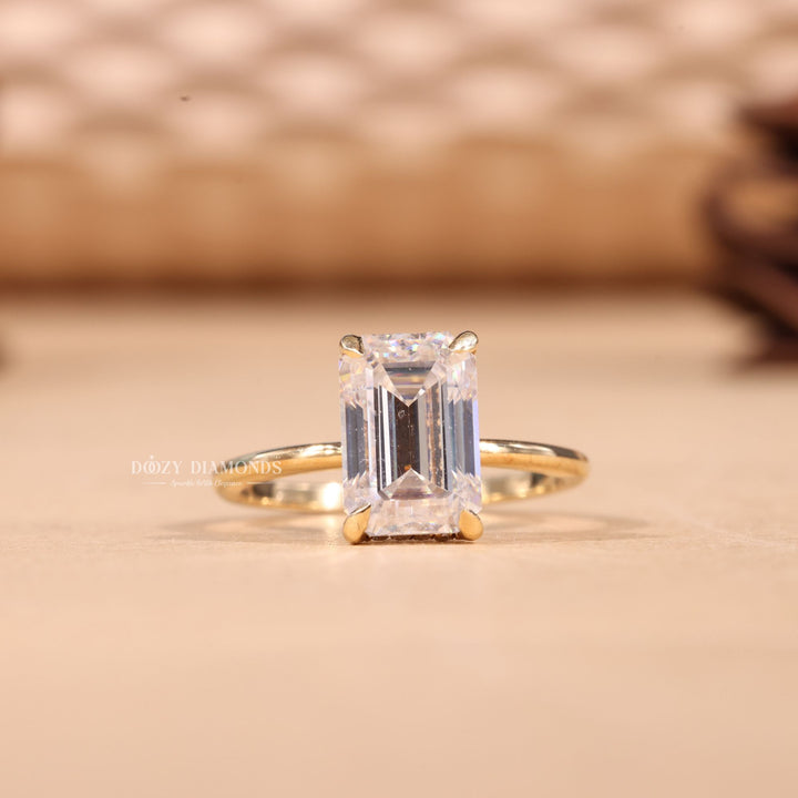 3.0CT-4.0CT Emerald Cut FE/VS2 Lab Grown Hidden Halo Engagement Ring