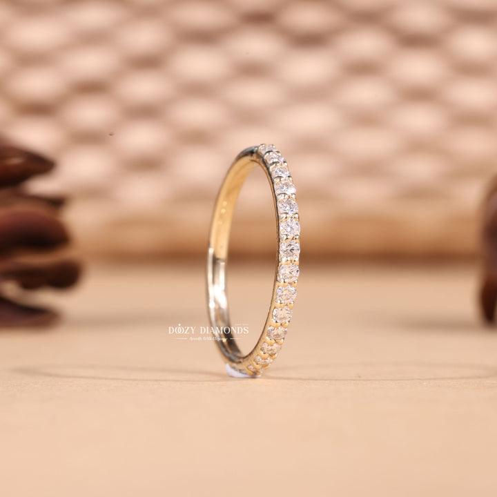 Round Cut Lab Grown Diamond EF/VVS Half Eternity Wedding Band