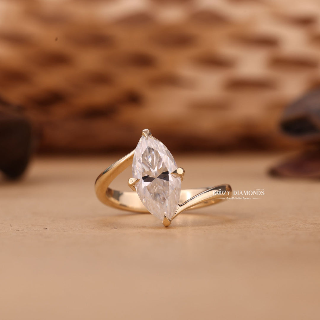 2.0CT-3.0CT Marquise Cut E/VS1 Lab Grown Diamond Unique Bypass Engagement Ring