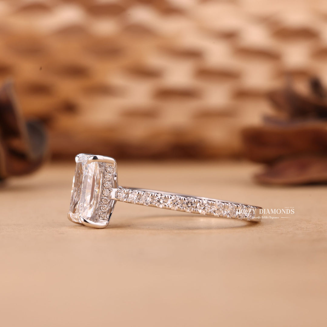 1.50CT-2.50CT Radiant Cut F/VS2 Lab Grown Diamond Hidden Halo Engagement Ring
