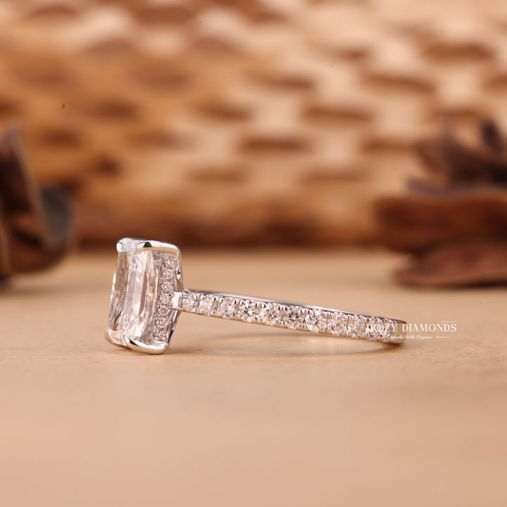1.50CT-2.50CT Radiant Cut F/VS2 Lab Grown Diamond Hidden Halo Engagement Ring