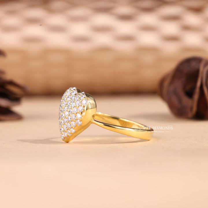 Round Cut Lab Grown Diamond F/VS1 Heart Shape Engagement Ring