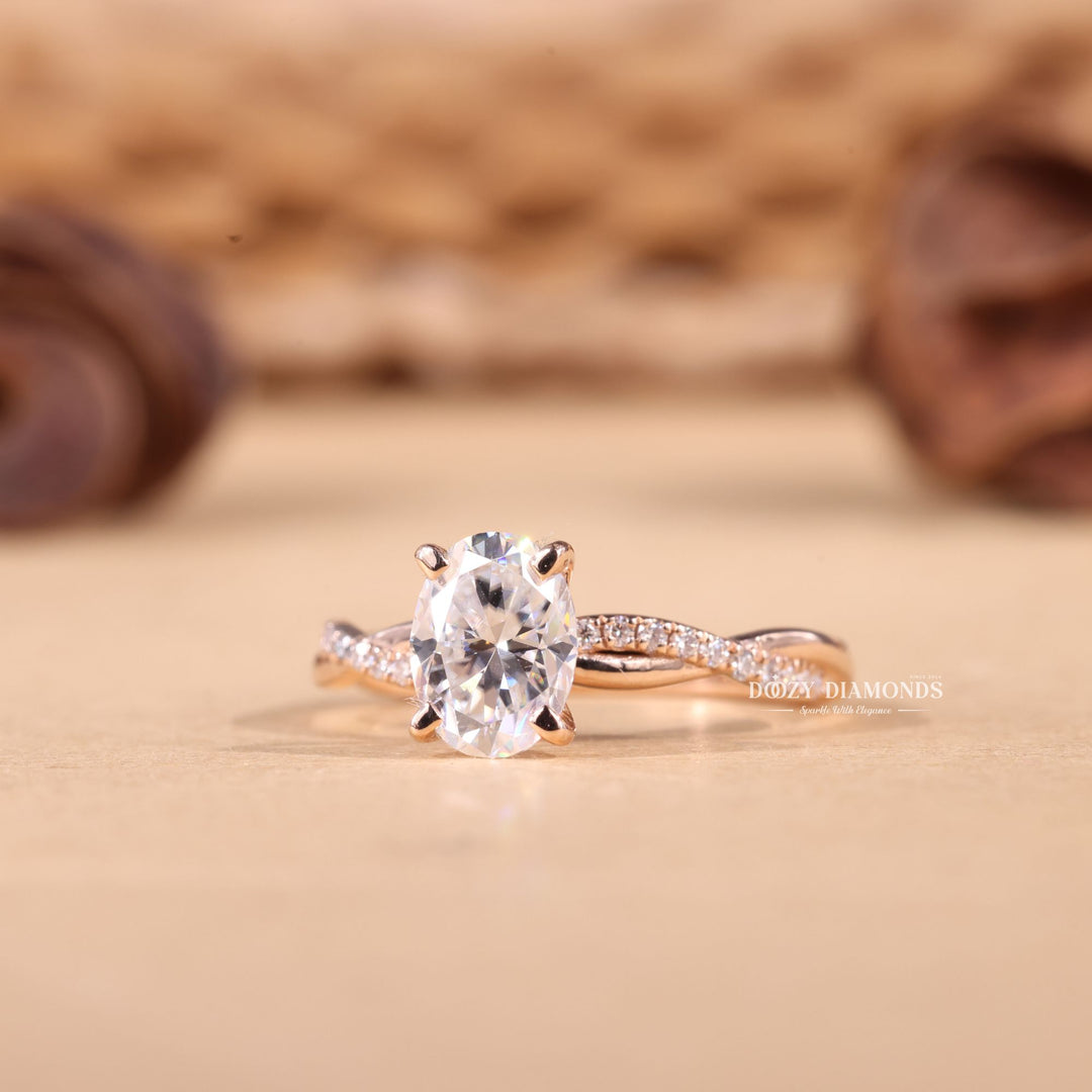 1.0CT-2.0CT Oval Cut F/VS1 Lab Grown Infinity Diamond Engagement Ring