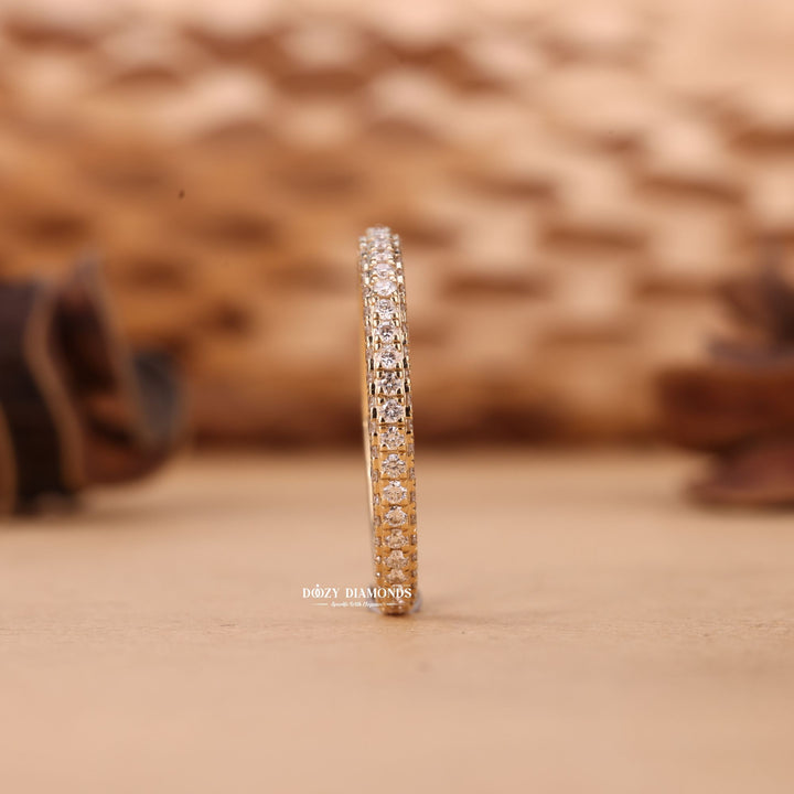 Round Cut Lab Grown Diamond EF/VVS Miceo Pave Wedding Band