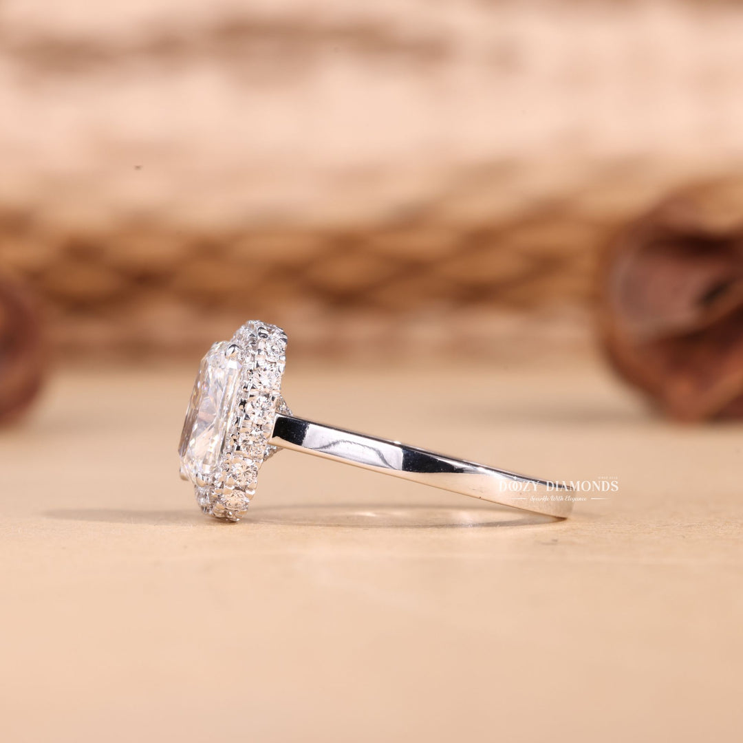 2.50CT-3.50CT Cushion Cut E/VS1 Lab Grown Double Halo Diamond Engagement Ring