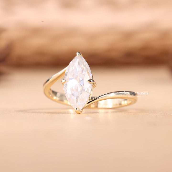 2.0CT-3.0CT Marquise Cut E/VS1 Lab Grown Diamond Bypass Engagement Ring