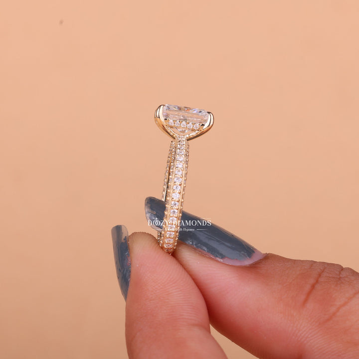 2.50CT-3.50CT Radiant F/VS1 Lab Grown Diamond Micro Pave Engagement Ring
