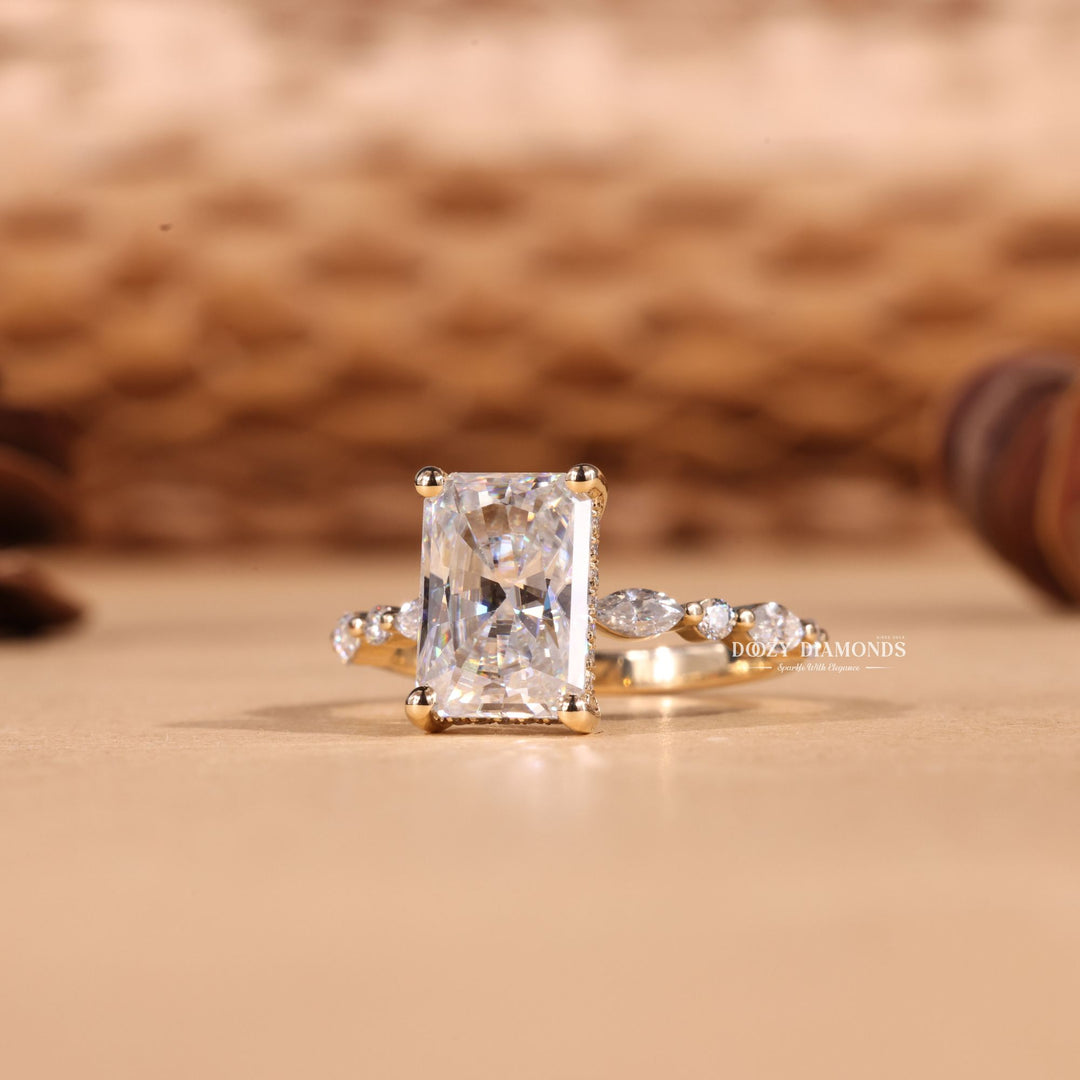 2.50CT-3.50CT Radiant Cut F/VS2 Lab Grown Diamond Hidden Halo Engagement Ring