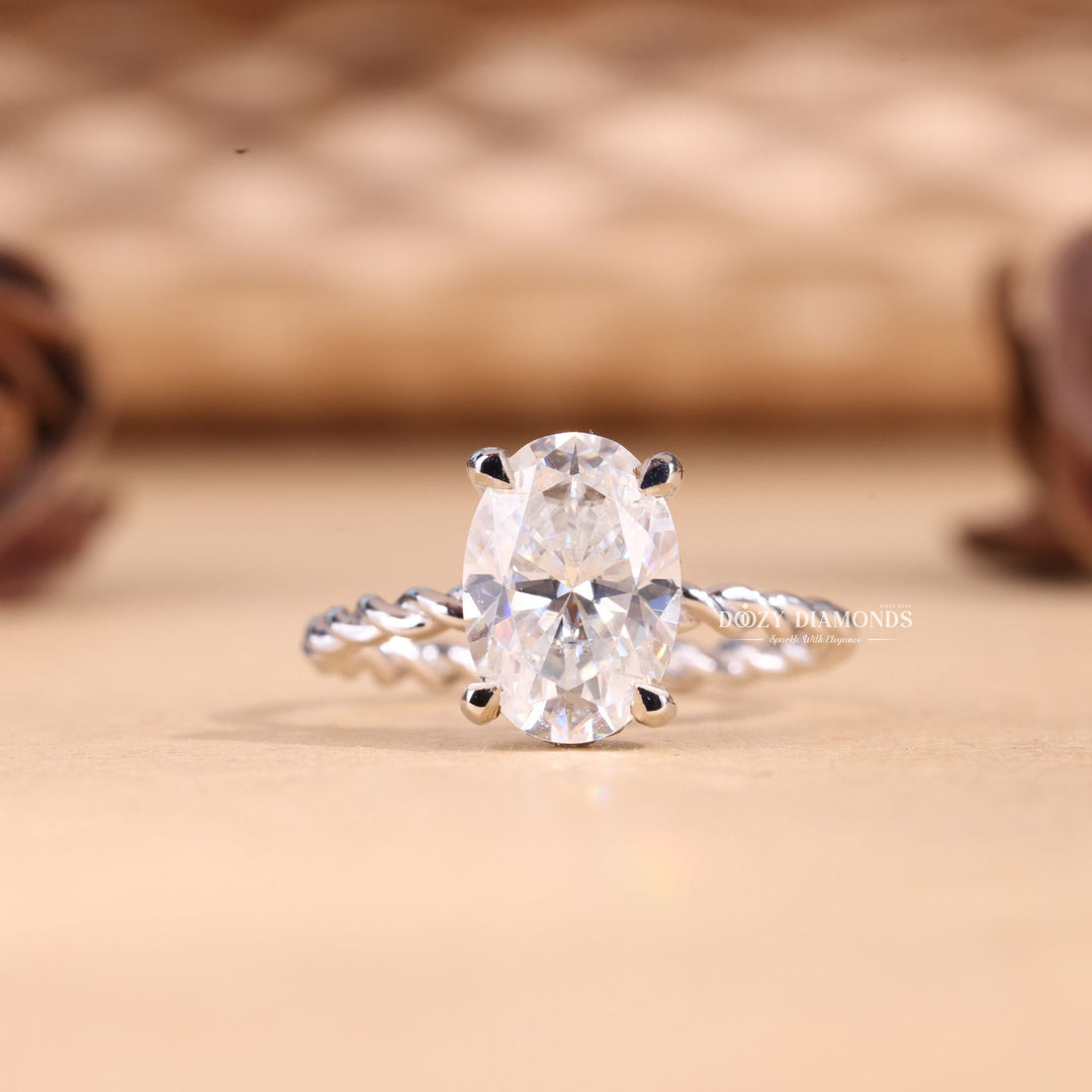 2.50CT-3.50CT Oval Cut E/VS2 Lab Grown Diamond Braided Engagement Ring