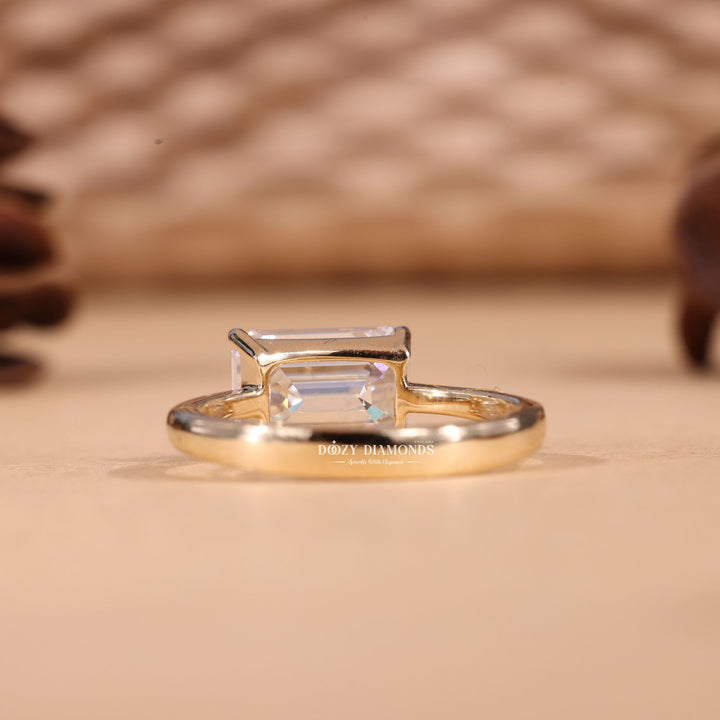 3.0CT-4.0CT East West Emerald Cut F/VS2 Lab Grown Diamond Engagement Ring
