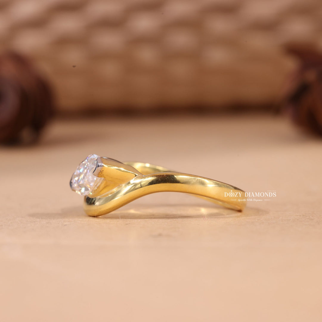 1.50CT-2.50CT Marquise Cut F/VS1 Lab Grown Diamond Wave Engagement Ring