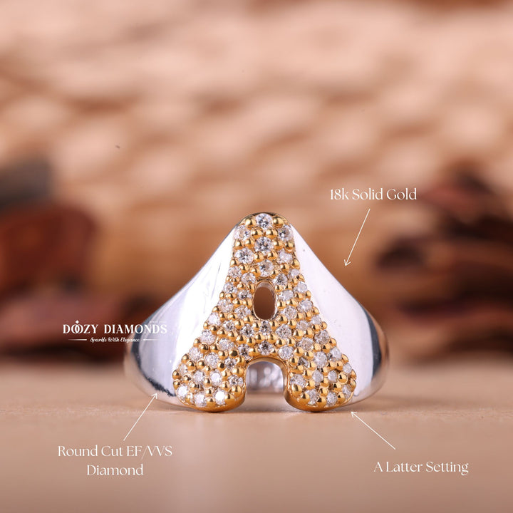'A' Latter Round Cut Lab Grown E/VS2 Engagement Ring for Her