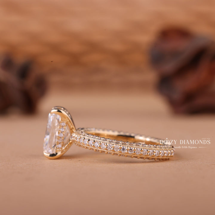 2.50CT-3.50CT Radiant F/VS1 Lab Grown Diamond Micro Pave Engagement Ring