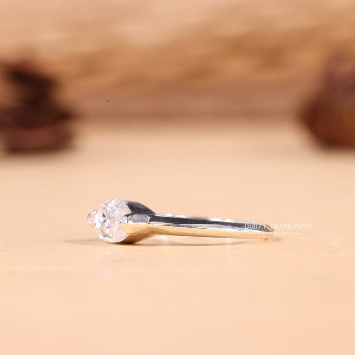 1.0CT-2.0CT East West Marquise Cut F/VS2 Lab Grown Diamond Engagement Ring