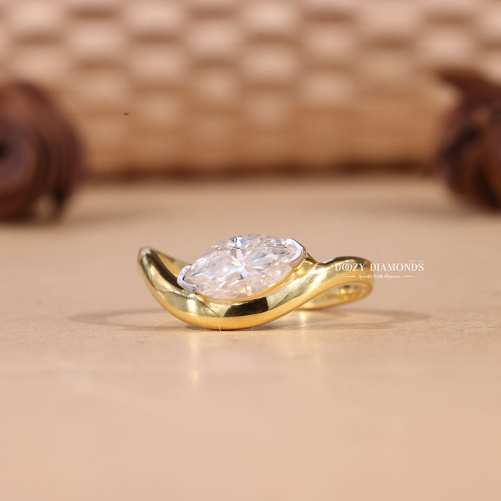 1.50CT-2.50CT Marquise Cut F/VS1 Lab Grown Diamond Wave Engagement Ring