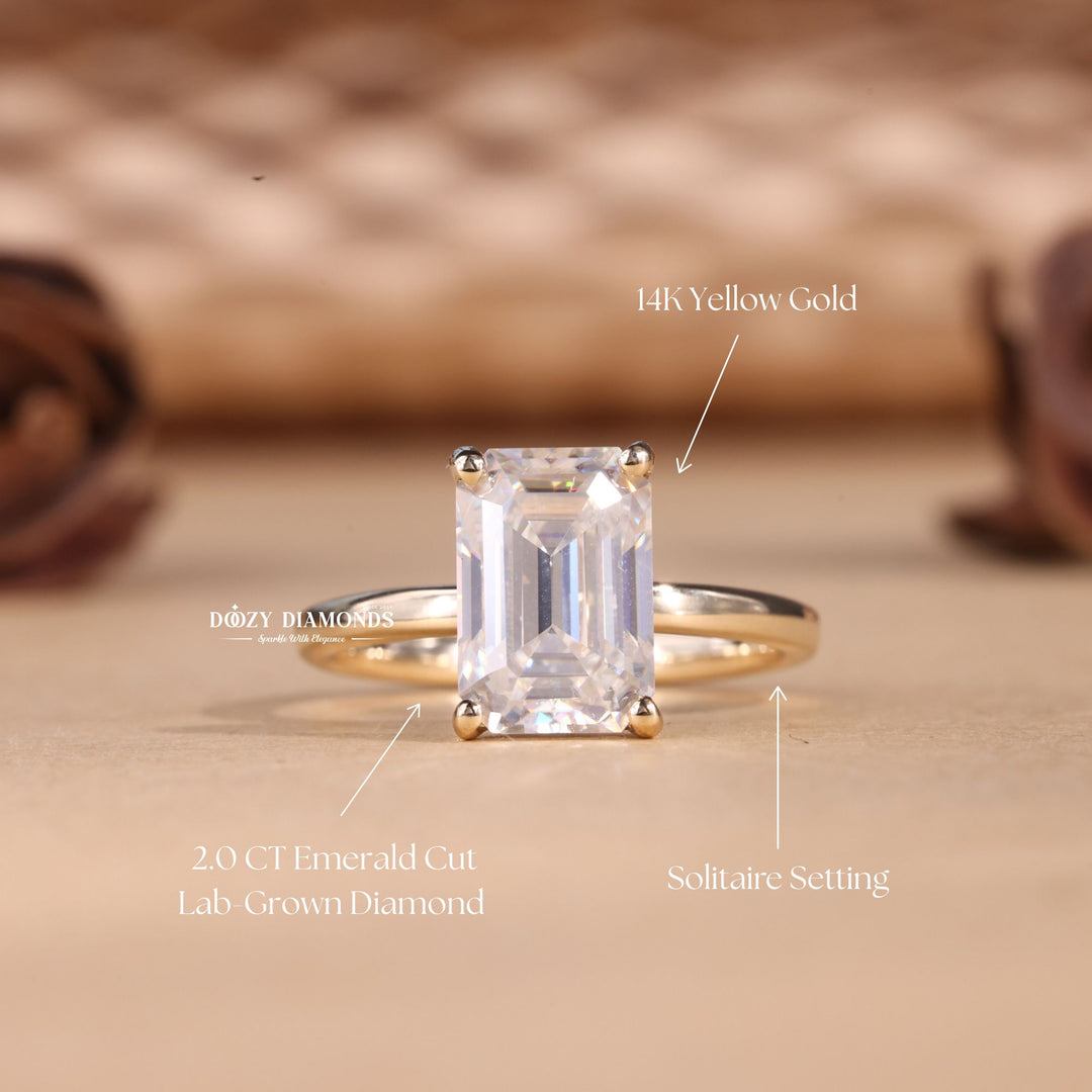 2.0CT-3.0CT Emerald Cut E/VS1 Lab Grown Solitaire Diamond Engagement Ring