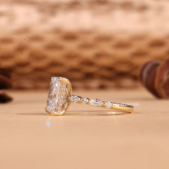 2.50CT-3.50CT Radiant Cut F/VS2 Lab Grown Diamond Hidden Halo Engagement Ring