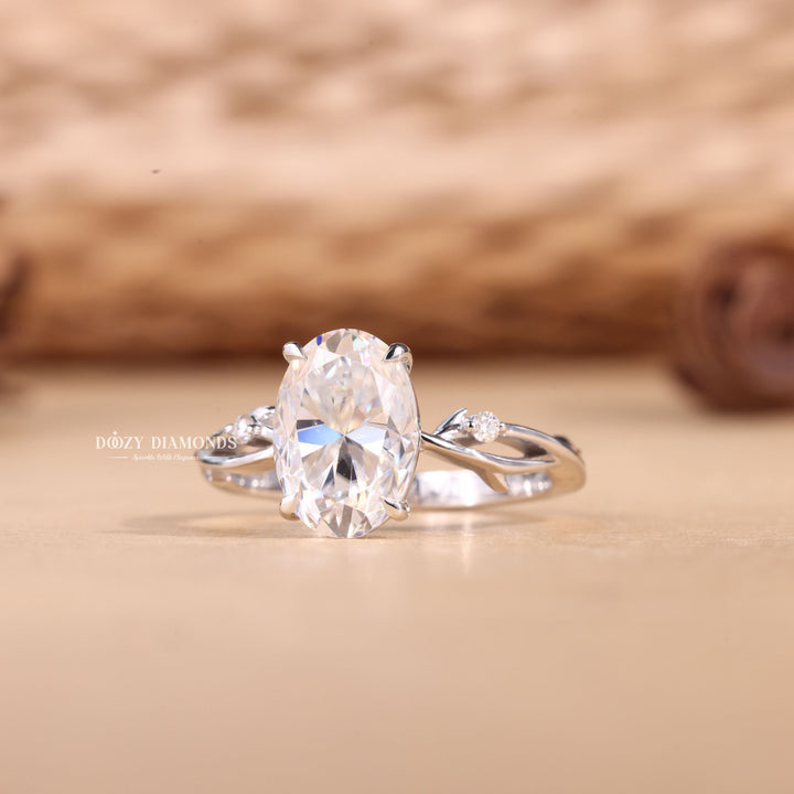 2.50CT-3.50CT Oval Cut E/VS1 Lab Grown Diamond Nature Inspired Engagement Ring
