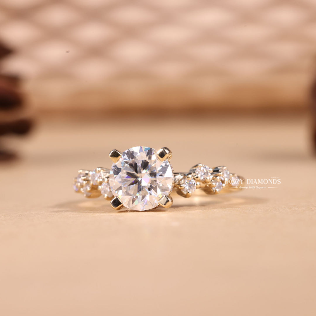 1.0CT-2.0CT Round Cut F/VS2 Lab Grown Diamond Cluster Engagement Ring