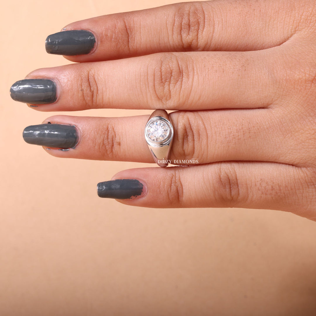 1.0CT-2.0CT Round Cut E/VS1 Lab Grown Diamond Dome Engagement Ring