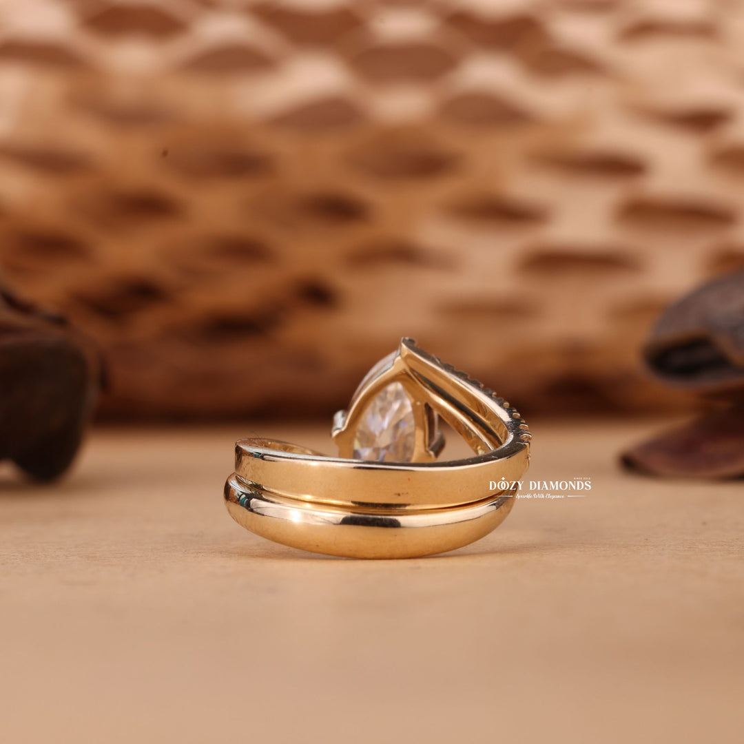 2.0CT Marquise Cut EF-VS2 Lab Grown Unique Engagement Ring with Open Wedding Band