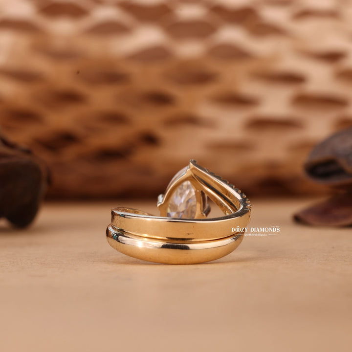 2.0CT Marquise Cut EF-VS2 Lab Grown Unique Engagement Ring with Open Wedding Band